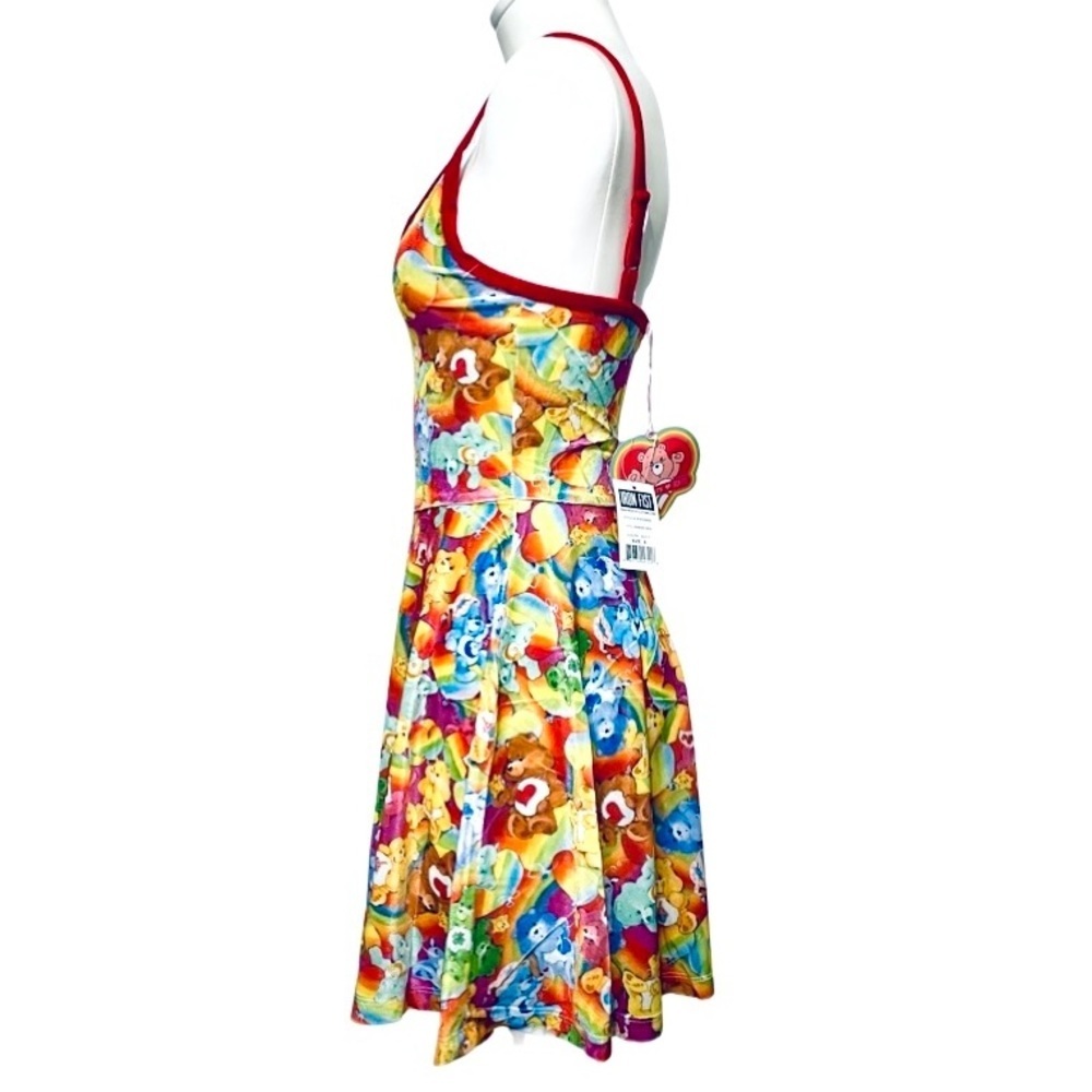 IRON FIST Care Bears Lotsa Rainbows red velvet strap microfleece dress - Picture 3 of 12